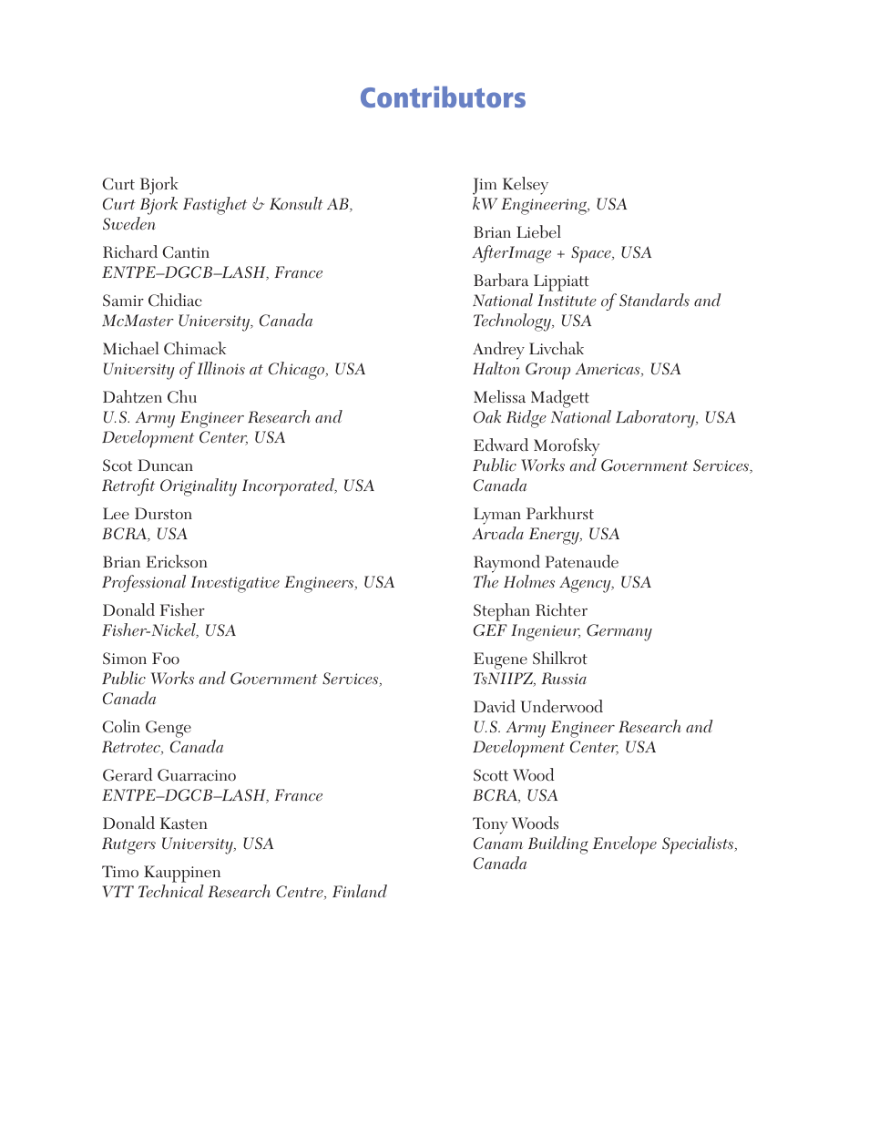 Contributors | Retrotec USACE User Manual | Page 4 / 468