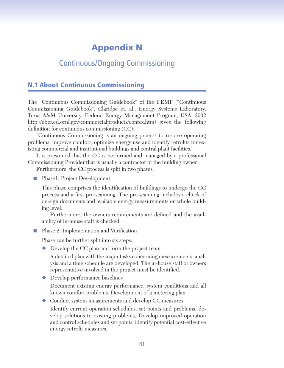 Zhivov09_app_n, Appendix n continuous/ongoing commissioning, N.1 about continuous commissioning | Retrotec USACE User Manual | Page 431 / 468