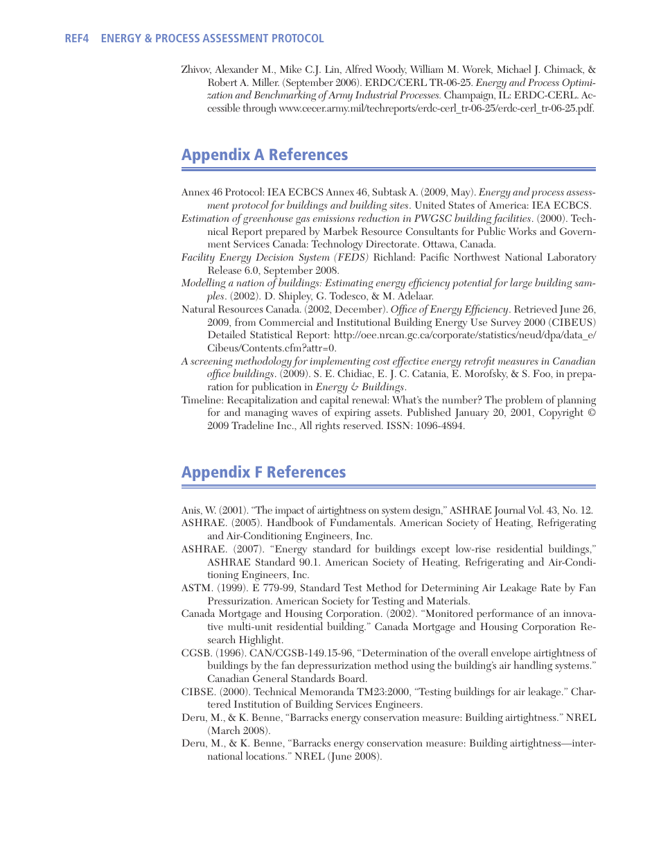 Appendix a references, Appendix f references | Retrotec USACE User Manual | Page 458 / 468