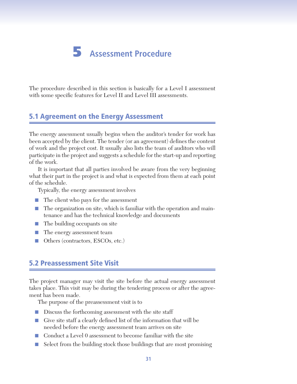 Assessment procedure, 1 agreement on the energy assessment, 2 preassessment site visit | Retrotec USACE User Manual | Page 53 / 468