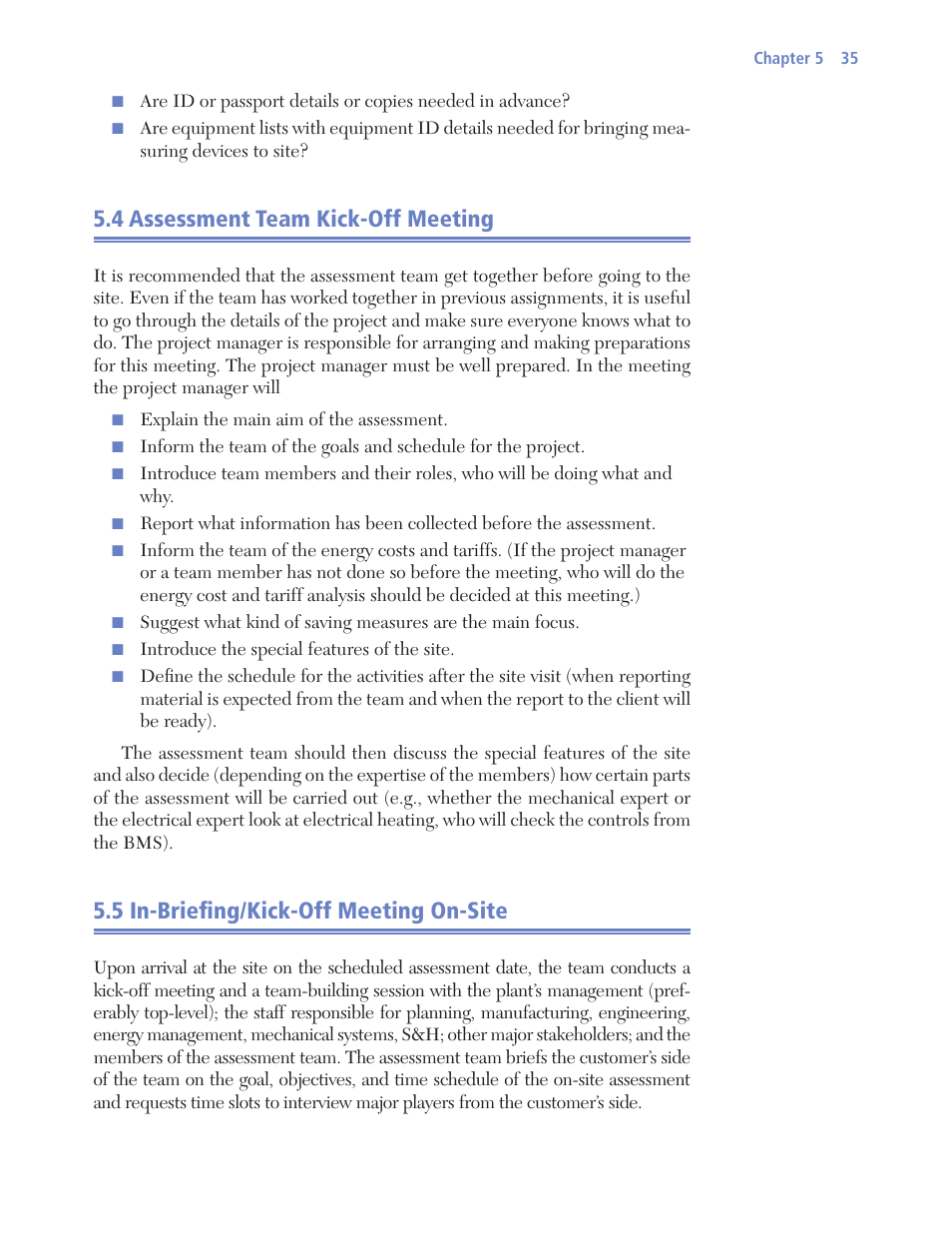 4 assessment team kick-off meeting, 5 in-briefi ng/kick-off meeting on-site | Retrotec USACE User Manual | Page 57 / 468