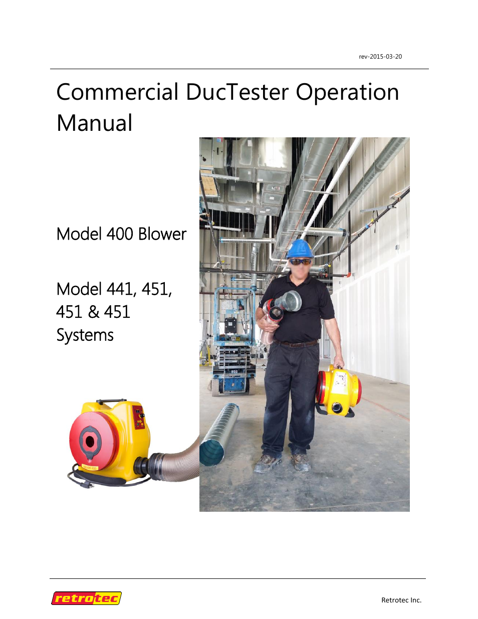 Retrotec Commercial 441 and 451 DucTester User Manual | 56 pages