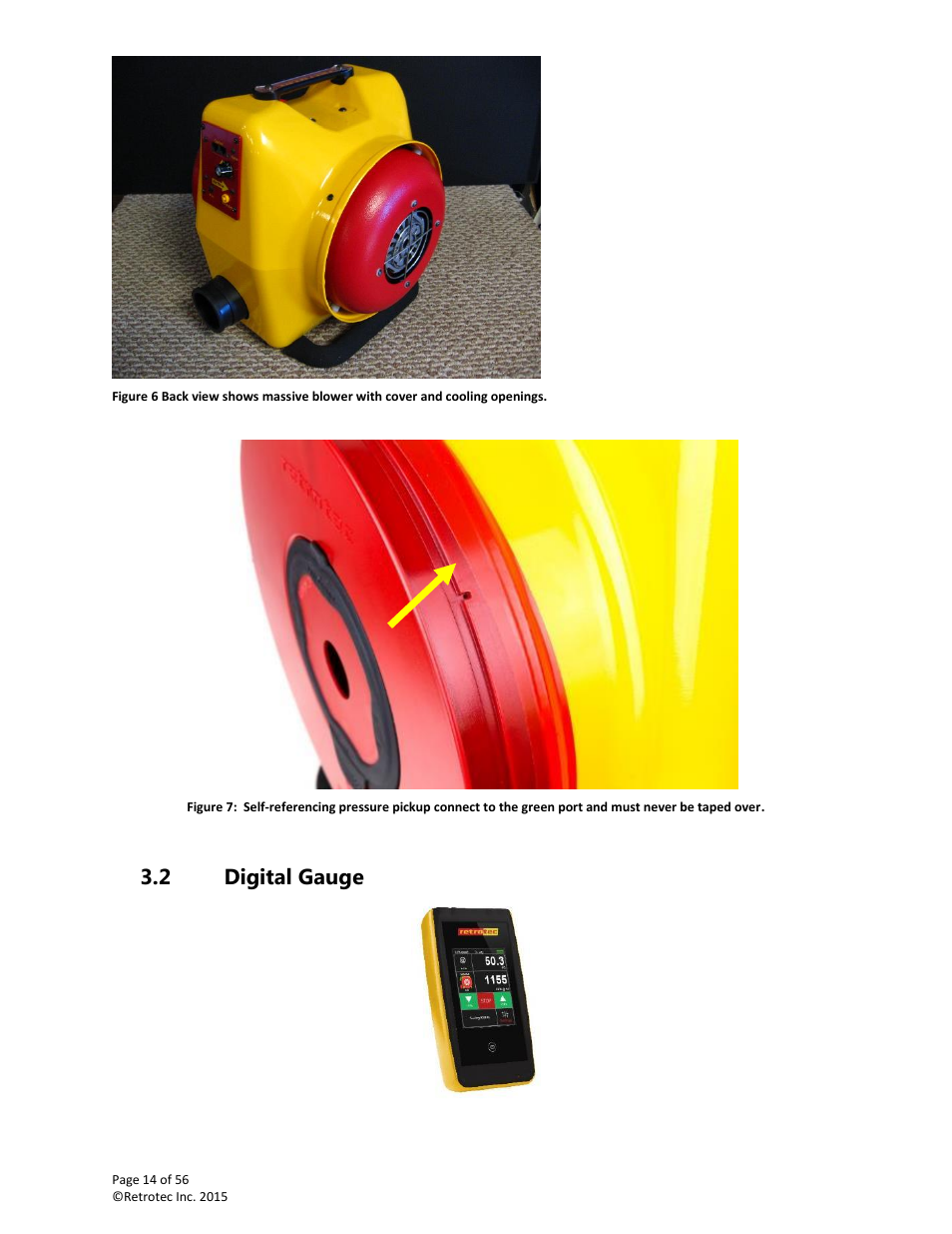 Digital gauge, 2 digital gauge | Retrotec Commercial 441 and 451 DucTester User Manual | Page 14 / 56