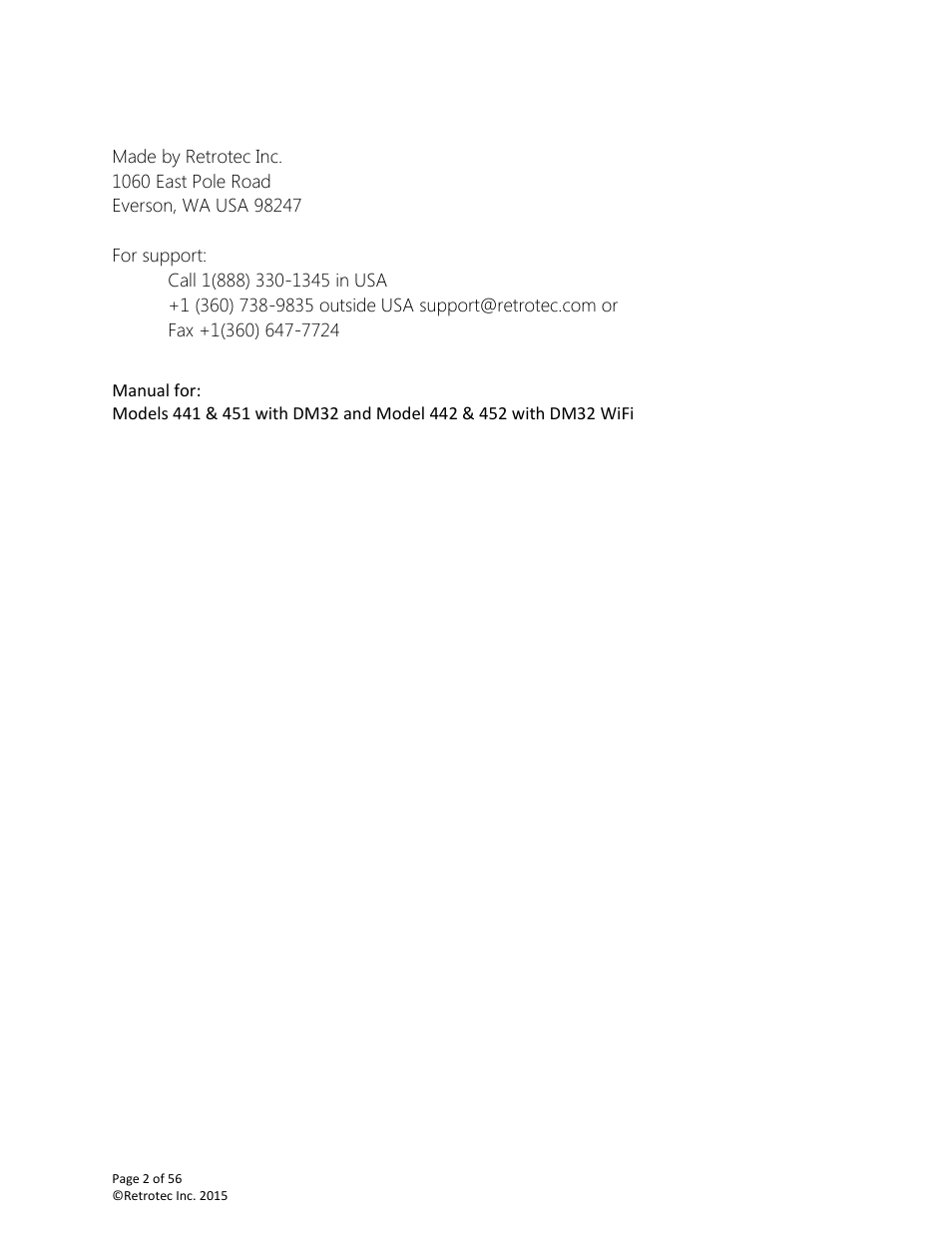 Retrotec Commercial 441 and 451 DucTester User Manual | Page 2 / 56