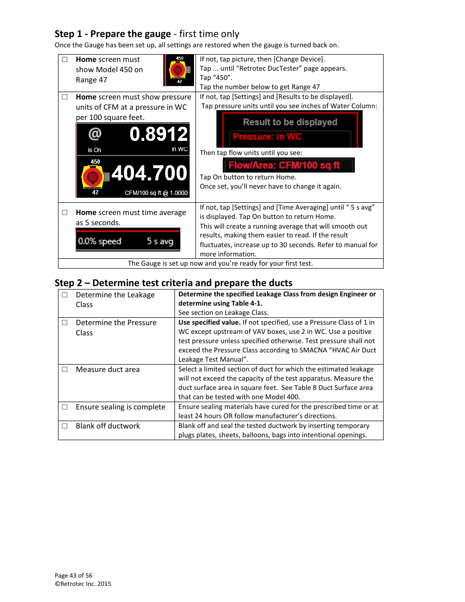 Step 1 - prepare the gauge - first time only | Retrotec Commercial 441 and 451 DucTester User Manual | Page 43 / 56