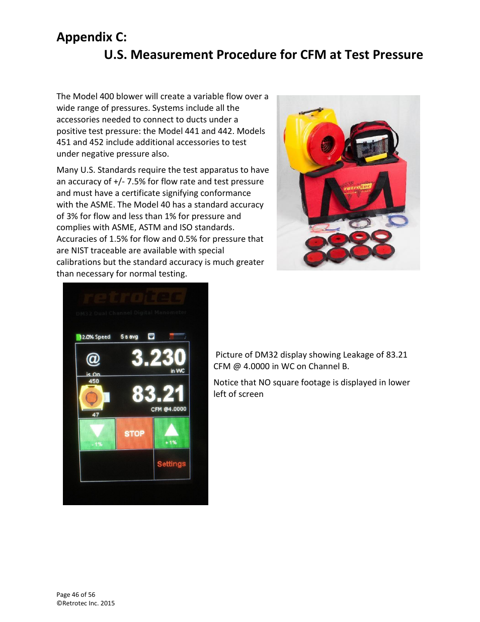 Appendix c | Retrotec Commercial 441 and 451 DucTester User Manual | Page 46 / 56