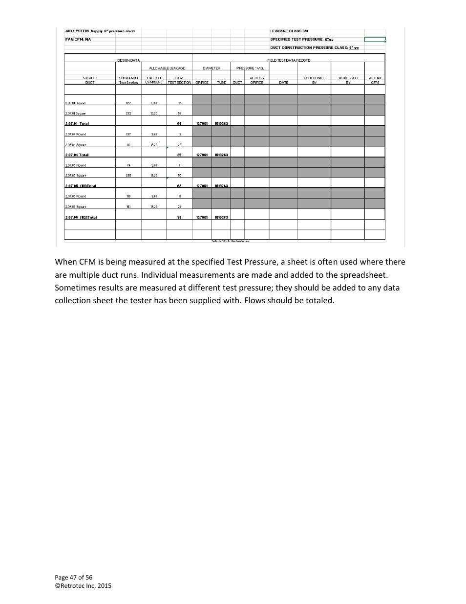 Retrotec Commercial 441 and 451 DucTester User Manual | Page 47 / 56