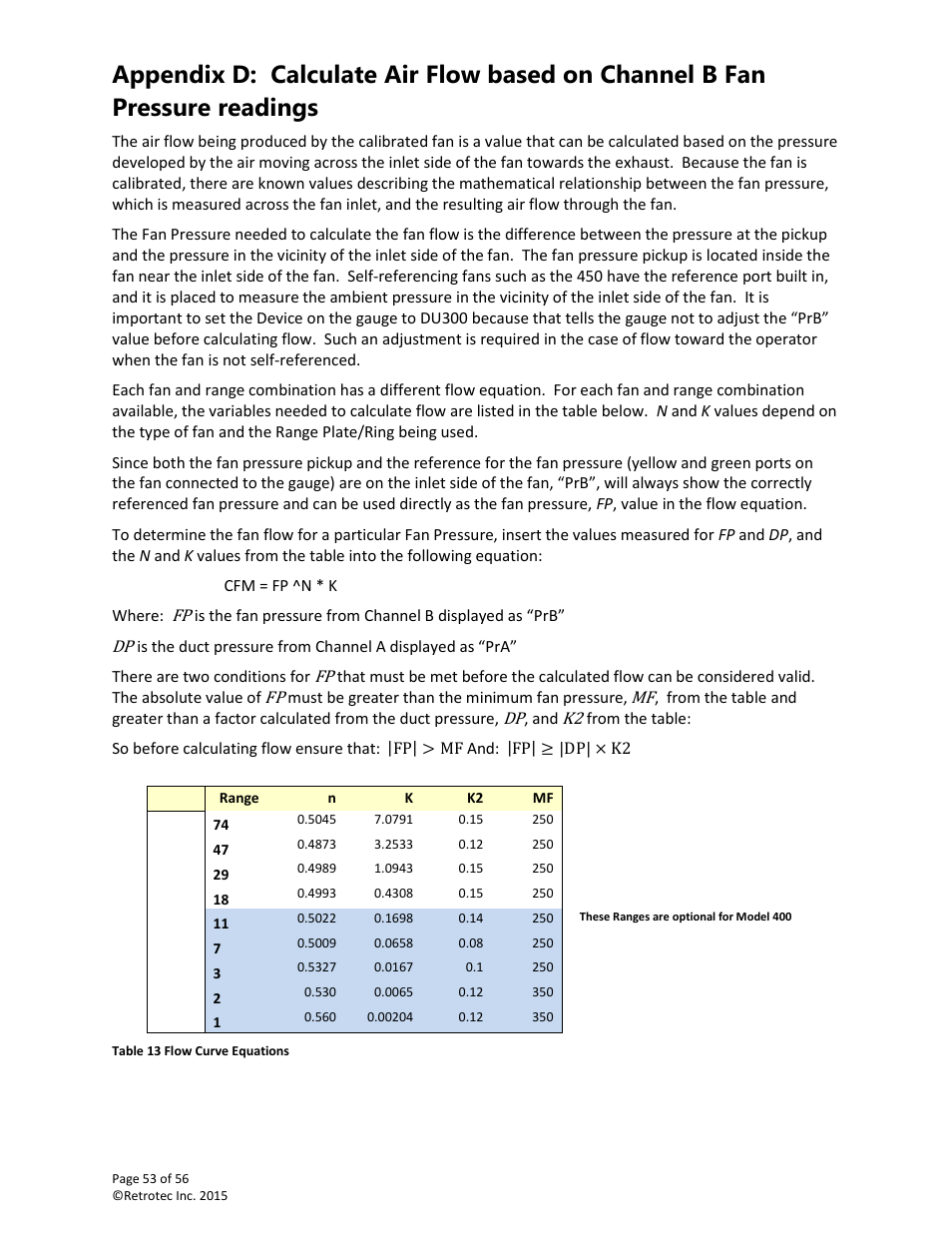 Retrotec Commercial 441 and 451 DucTester User Manual | Page 53 / 56