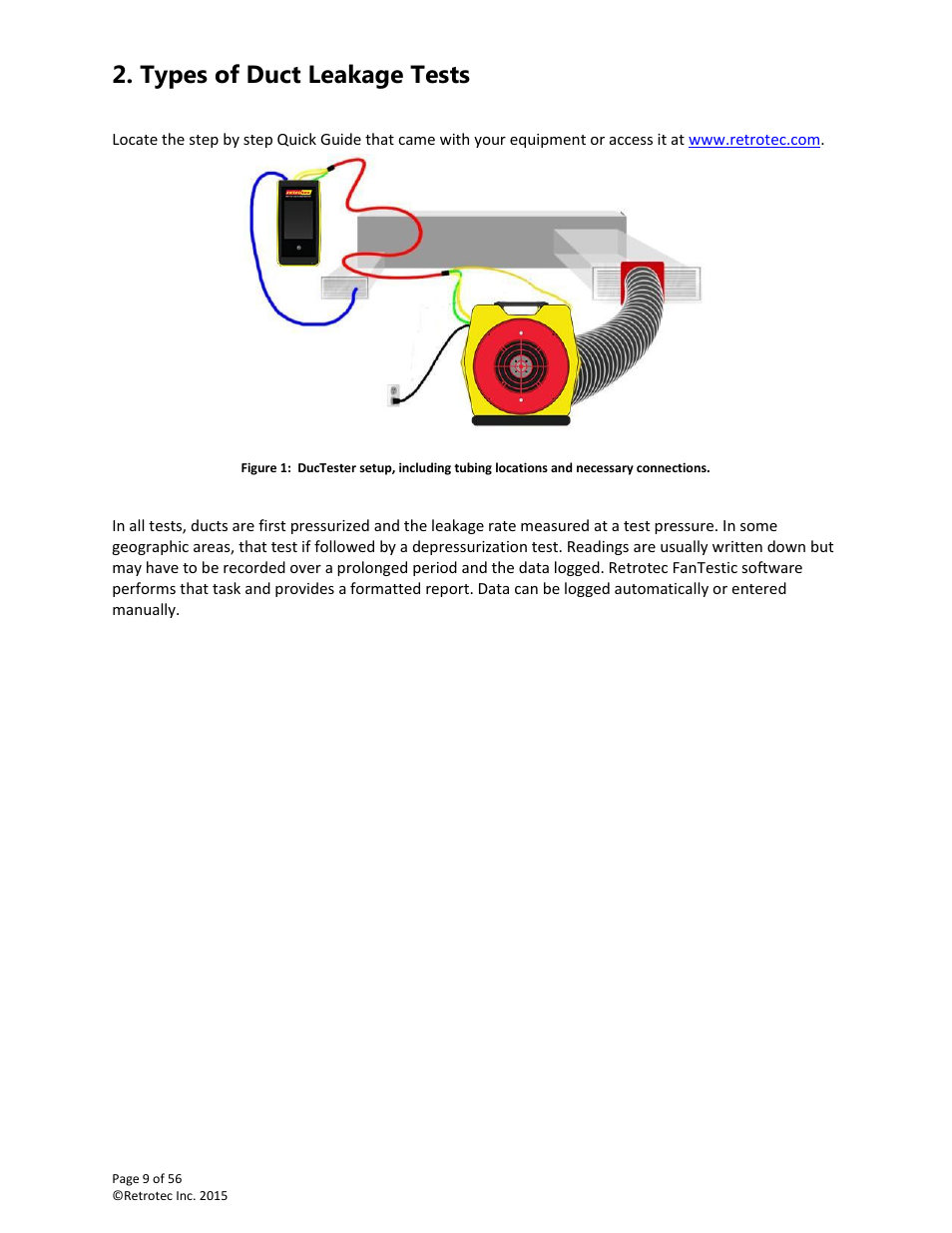 Types of duct leakage tests | Retrotec Commercial 441 and 451 DucTester User Manual | Page 9 / 56