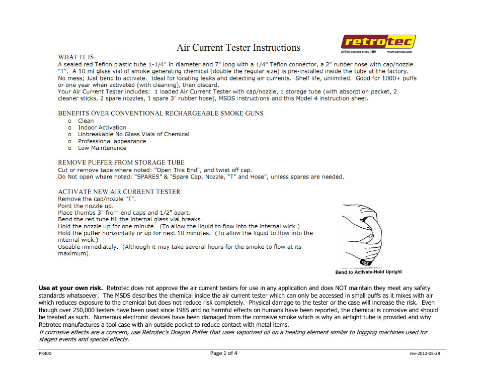 Retrotec Air Current Tester User Manual | 4 pages