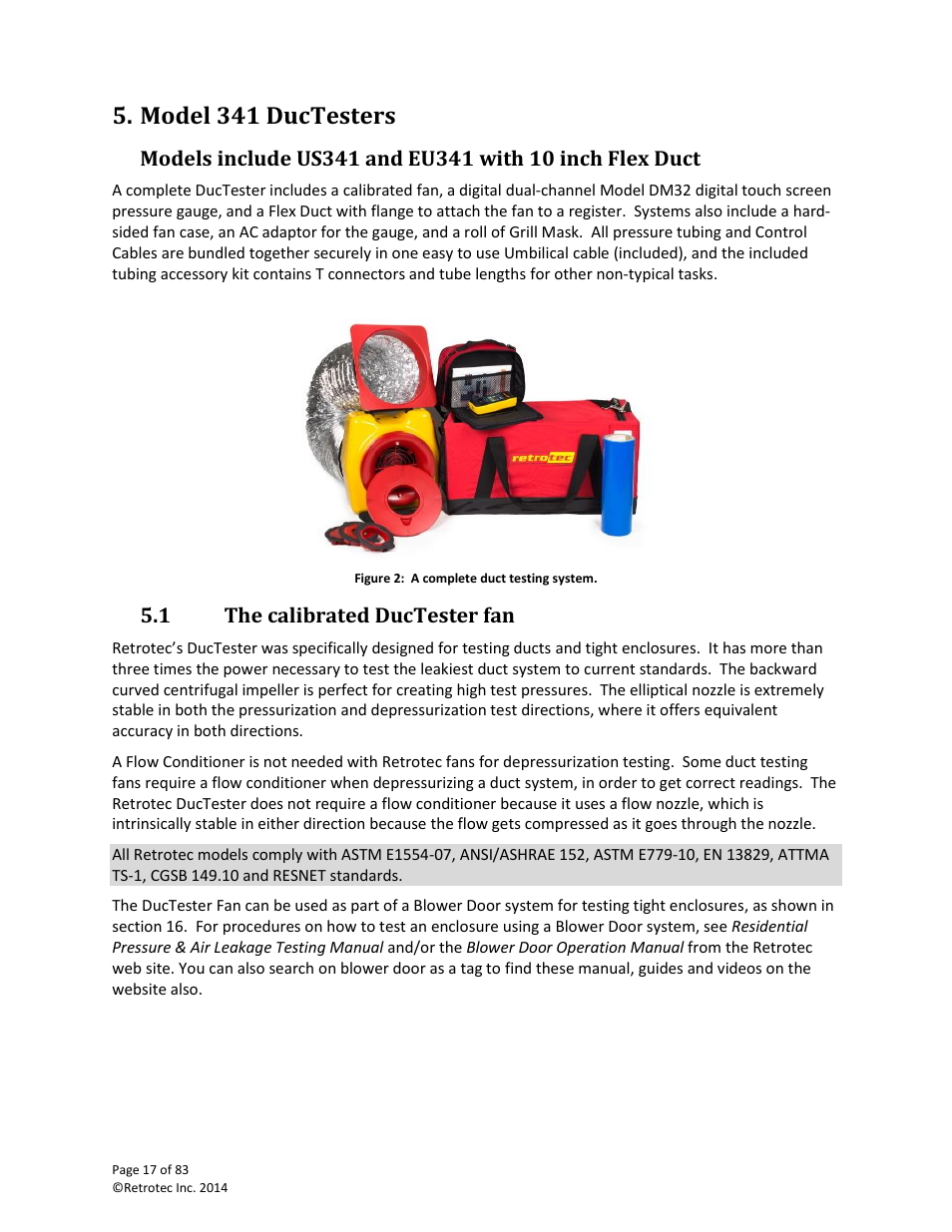 Model 341 ductesters, The calibrated ductester fan, 1 the calibrated ductester fan | Retrotec DucTester 341 User Manual | Page 17 / 83