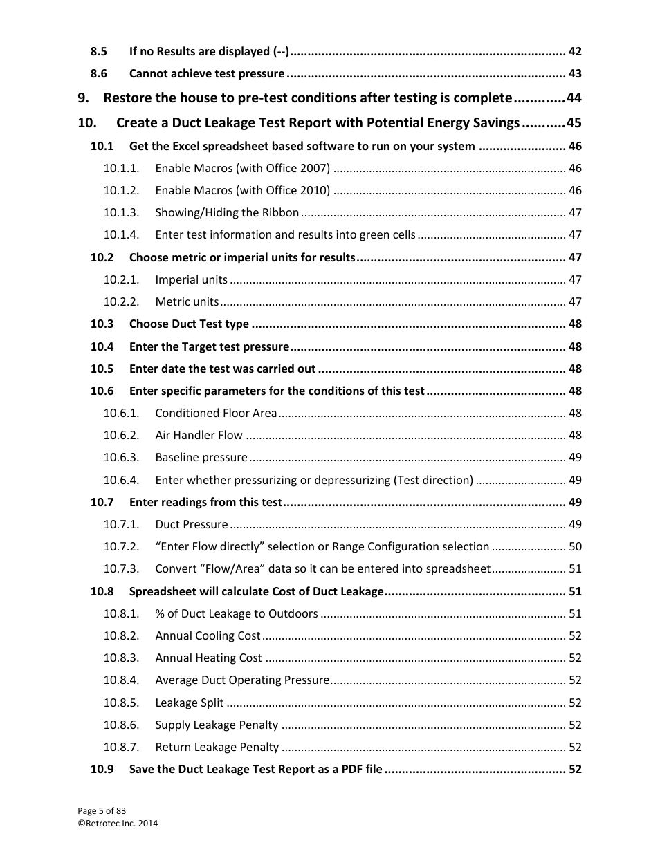 Retrotec DucTester 341 User Manual | Page 5 / 83