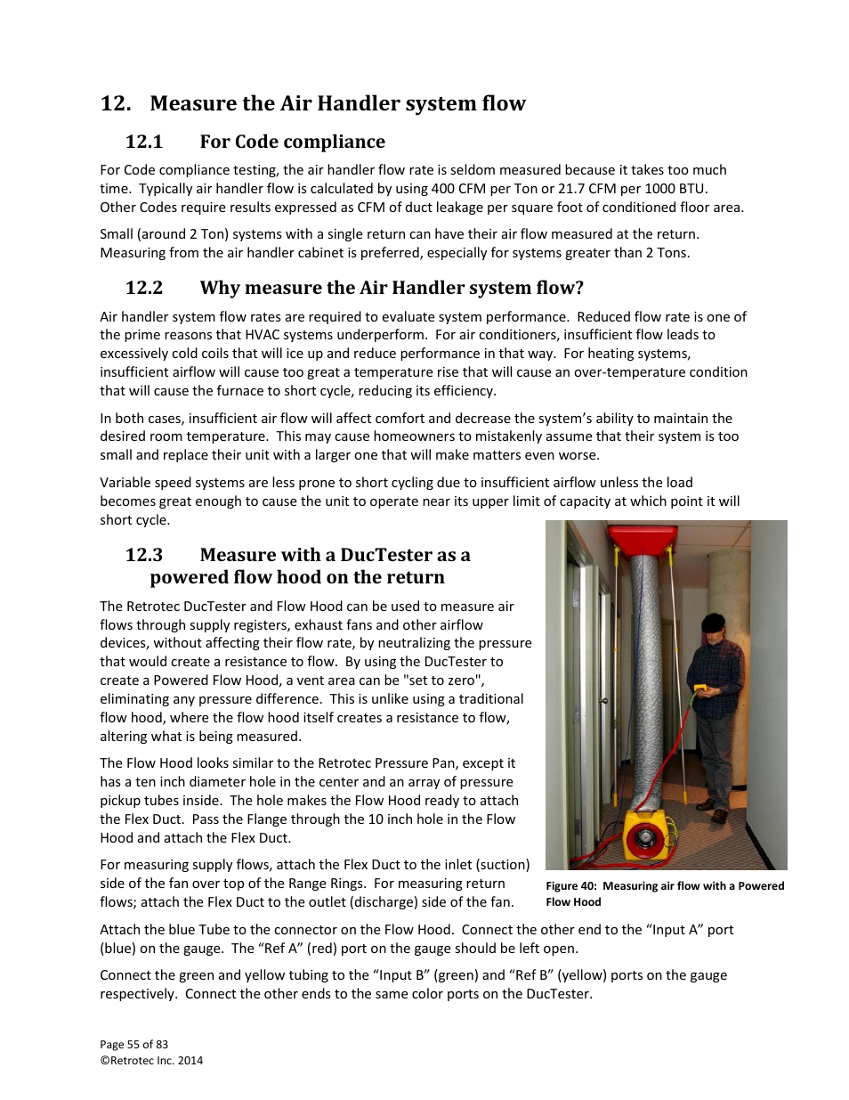 Measure the air handler system flow, For code compliance, Why measure the air handler system flow | Retrotec DucTester 341 User Manual | Page 55 / 83