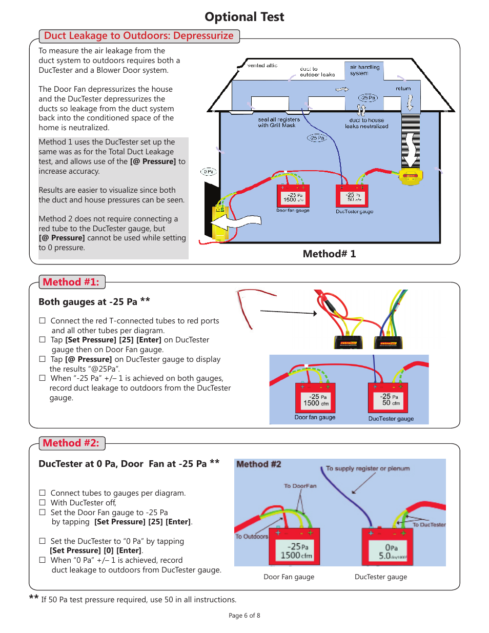 Optional test, Options | Retrotec DucTester 200 series with DM32 User Manual | Page 6 / 8