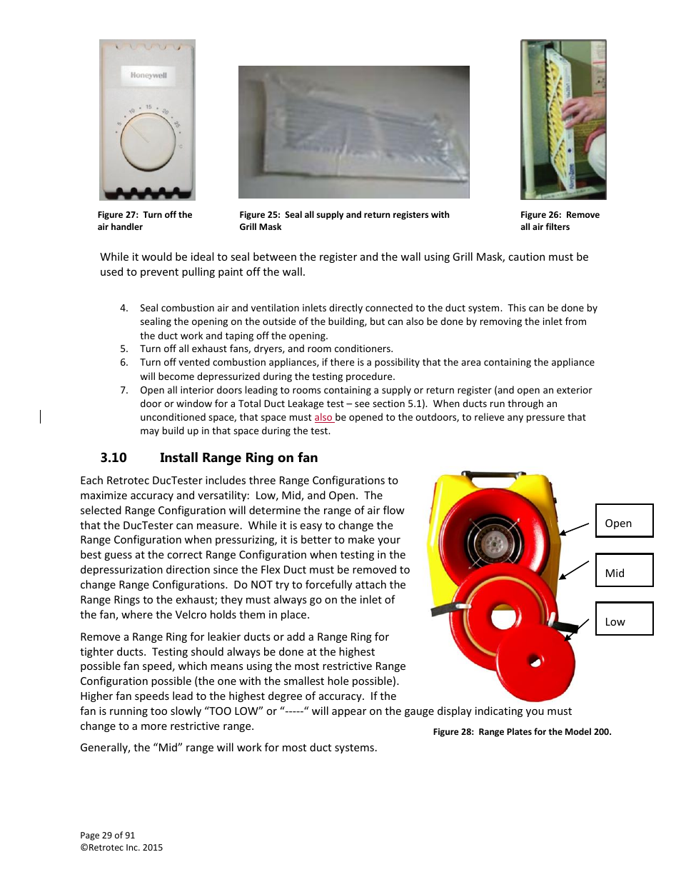 Install range ring on fan | Retrotec DucTester 200 Series Residential Applications User Manual | Page 29 / 91