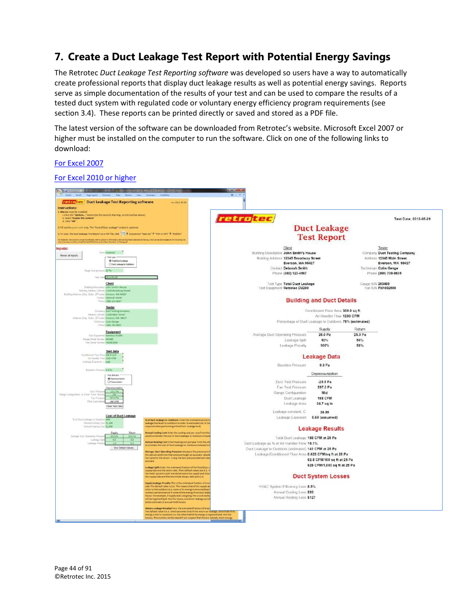 Retrotec DucTester 200 Series Residential Applications User Manual | Page 44 / 91
