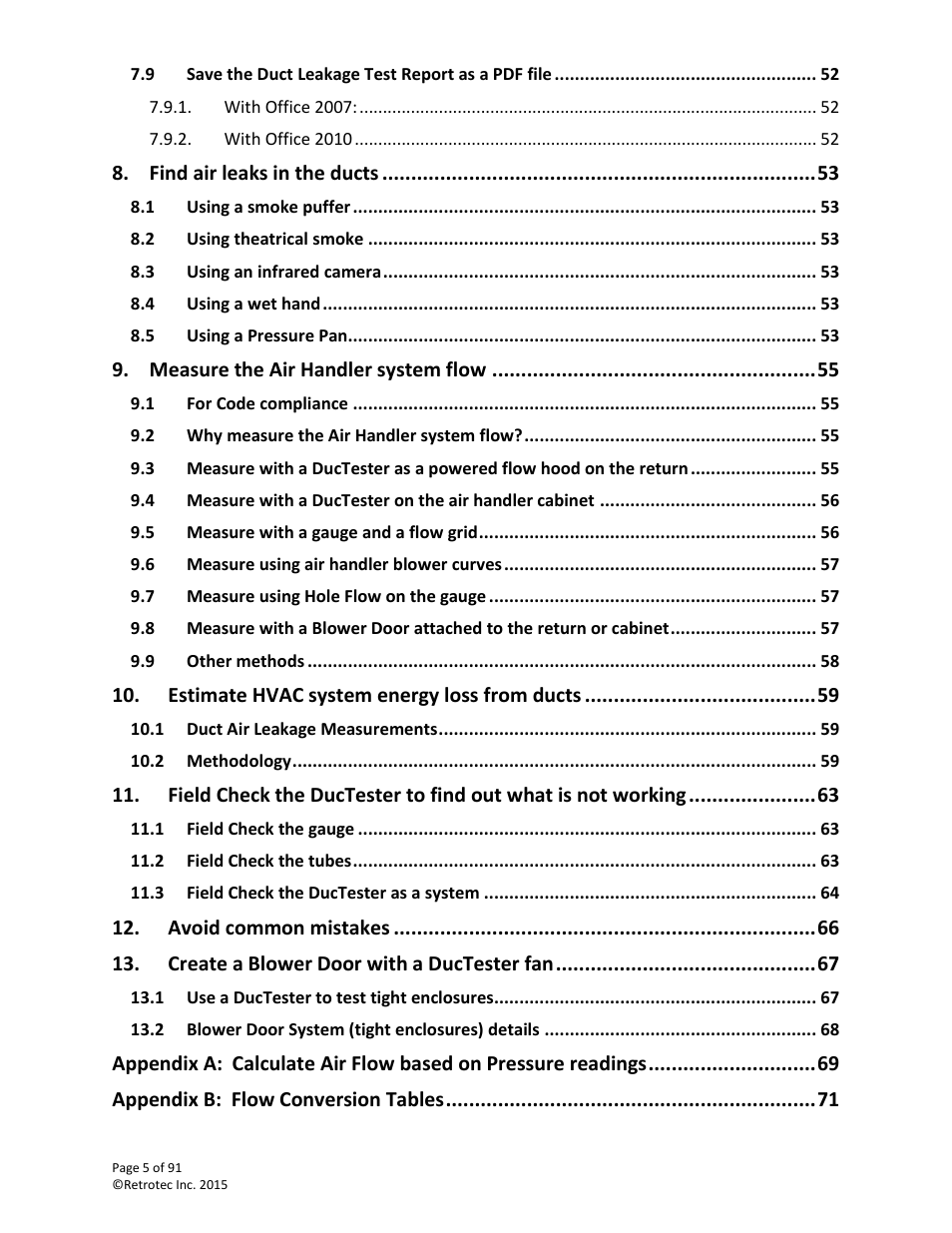 Retrotec DucTester 200 Series Residential Applications User Manual | Page 5 / 91