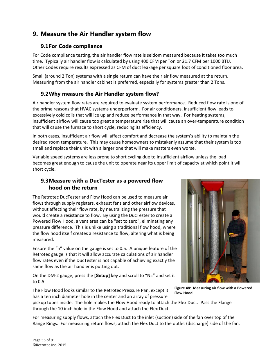 Measure the air handler system flow, For code compliance, Why measure the air handler system flow | Retrotec DucTester 200 Series Residential Applications User Manual | Page 55 / 91