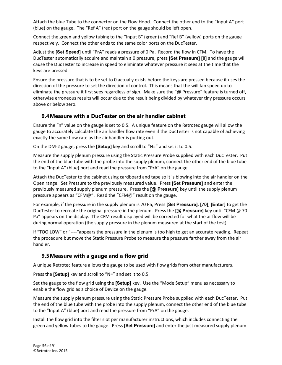 Measure with a gauge and a flow grid | Retrotec DucTester 200 Series Residential Applications User Manual | Page 56 / 91