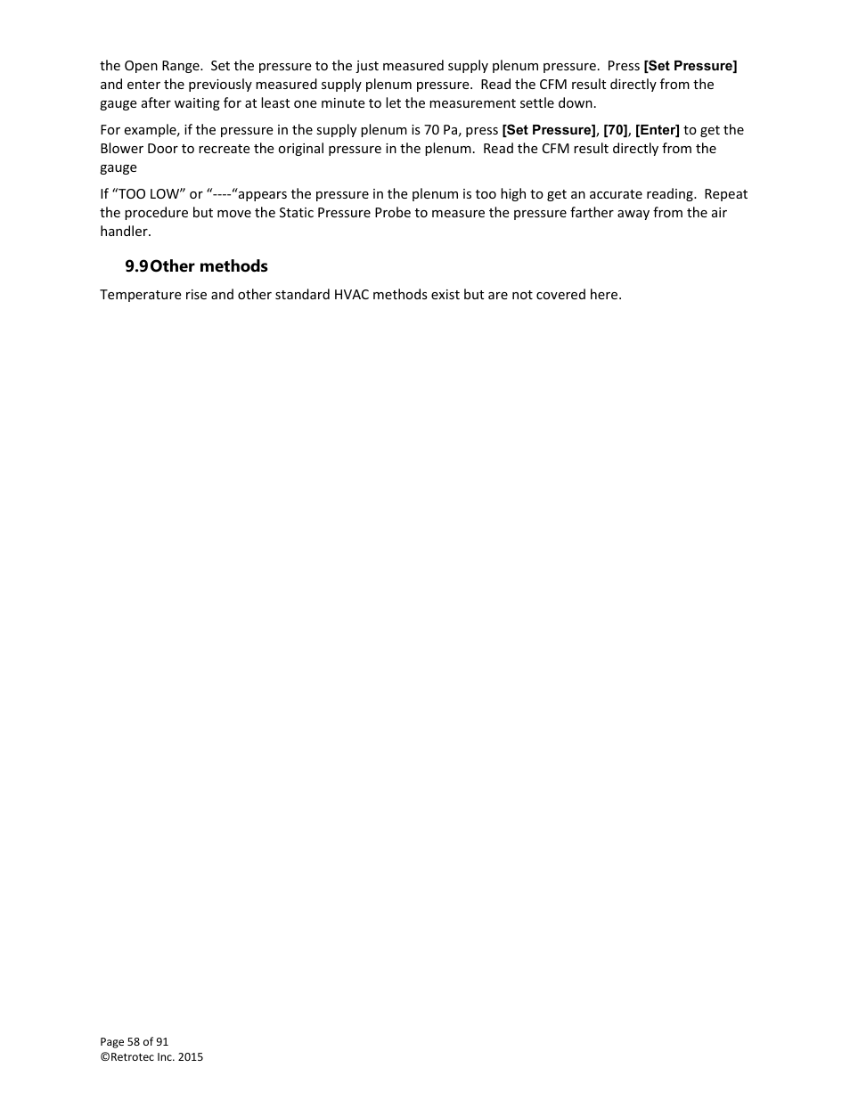 Other methods | Retrotec DucTester 200 Series Residential Applications User Manual | Page 58 / 91
