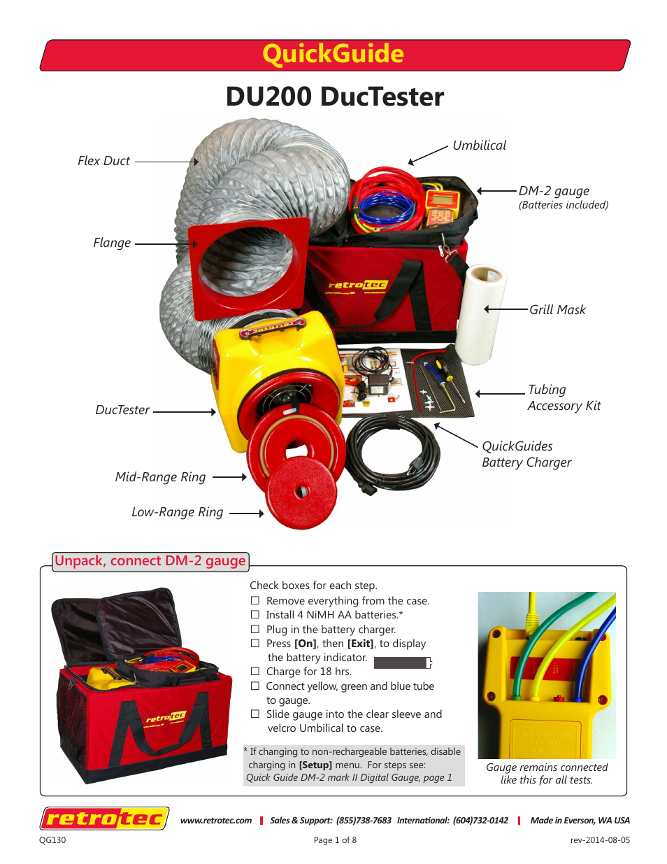 Retrotec DucTester with DM-2 User Manual | 8 pages