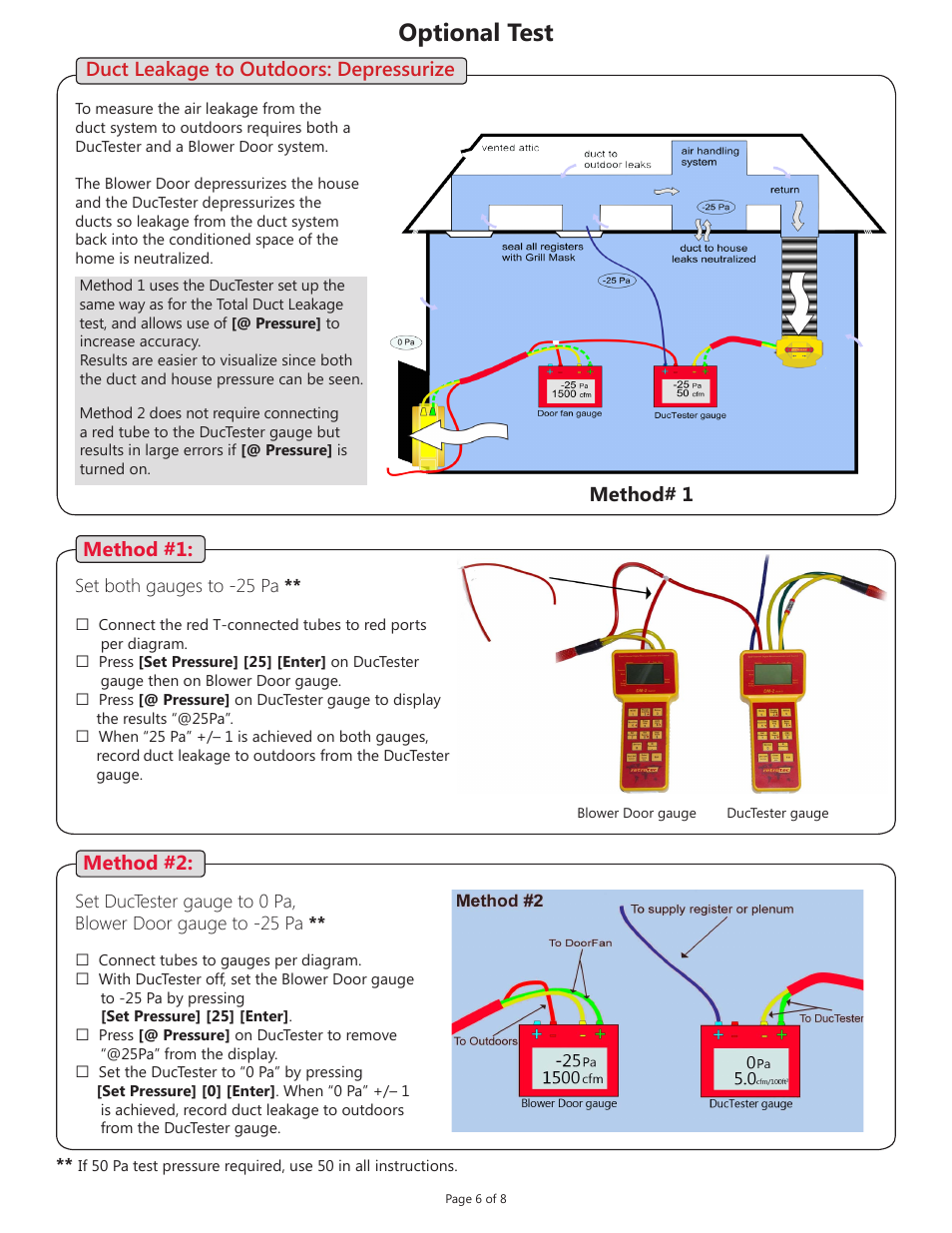 Optional test, Options | Retrotec DucTester with DM-2 User Manual | Page 6 / 8