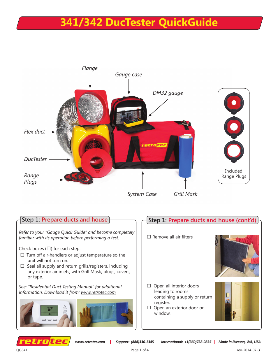 Retrotec DucTester 341 User Manual | 4 pages