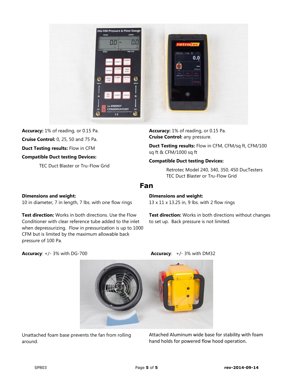 Retrotec Comparison between Duct Blaster and Retrotec DucTester 341 User Manual | Page 5 / 5