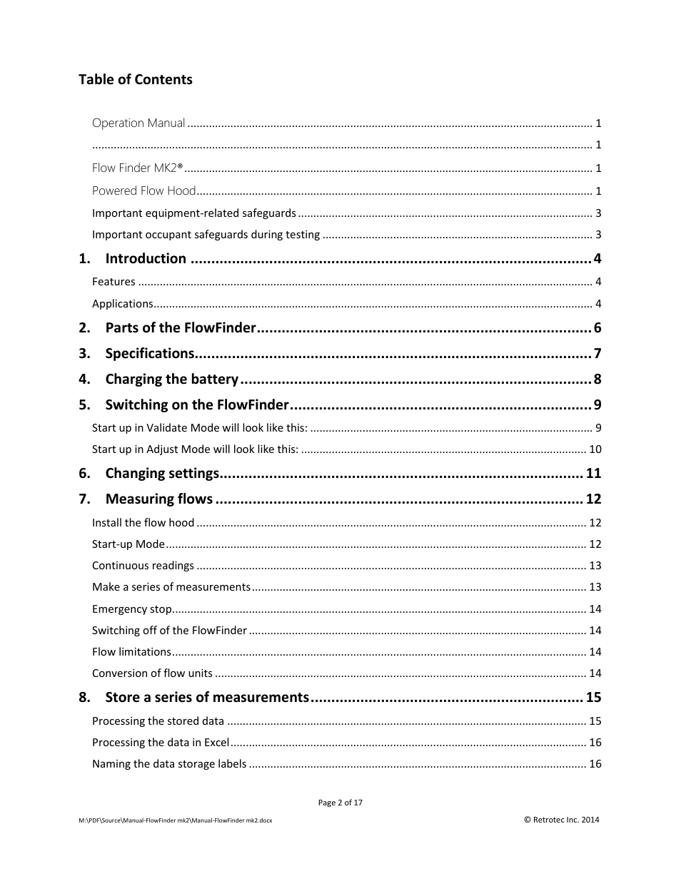 Retrotec Flow Finder MK 2 User Manual | Page 2 / 17