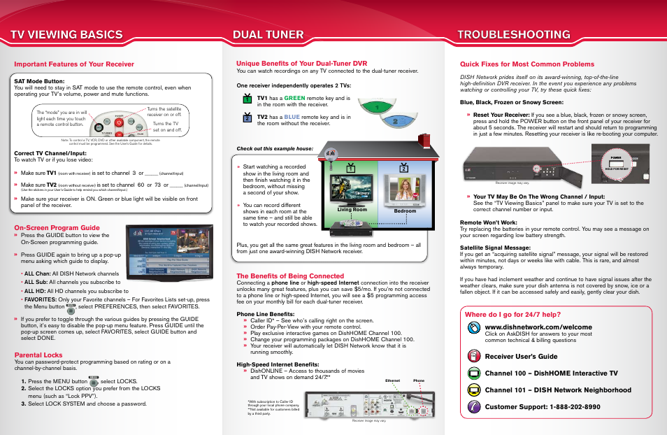 Tv viewing basics | Dish Network DUODVR 622/722 User Manual | Page 2 / 2