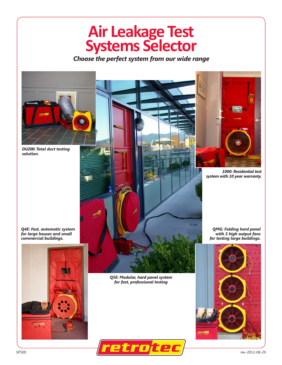 Retrotec Air Leakage Test Systems Selector User Manual | 8 pages