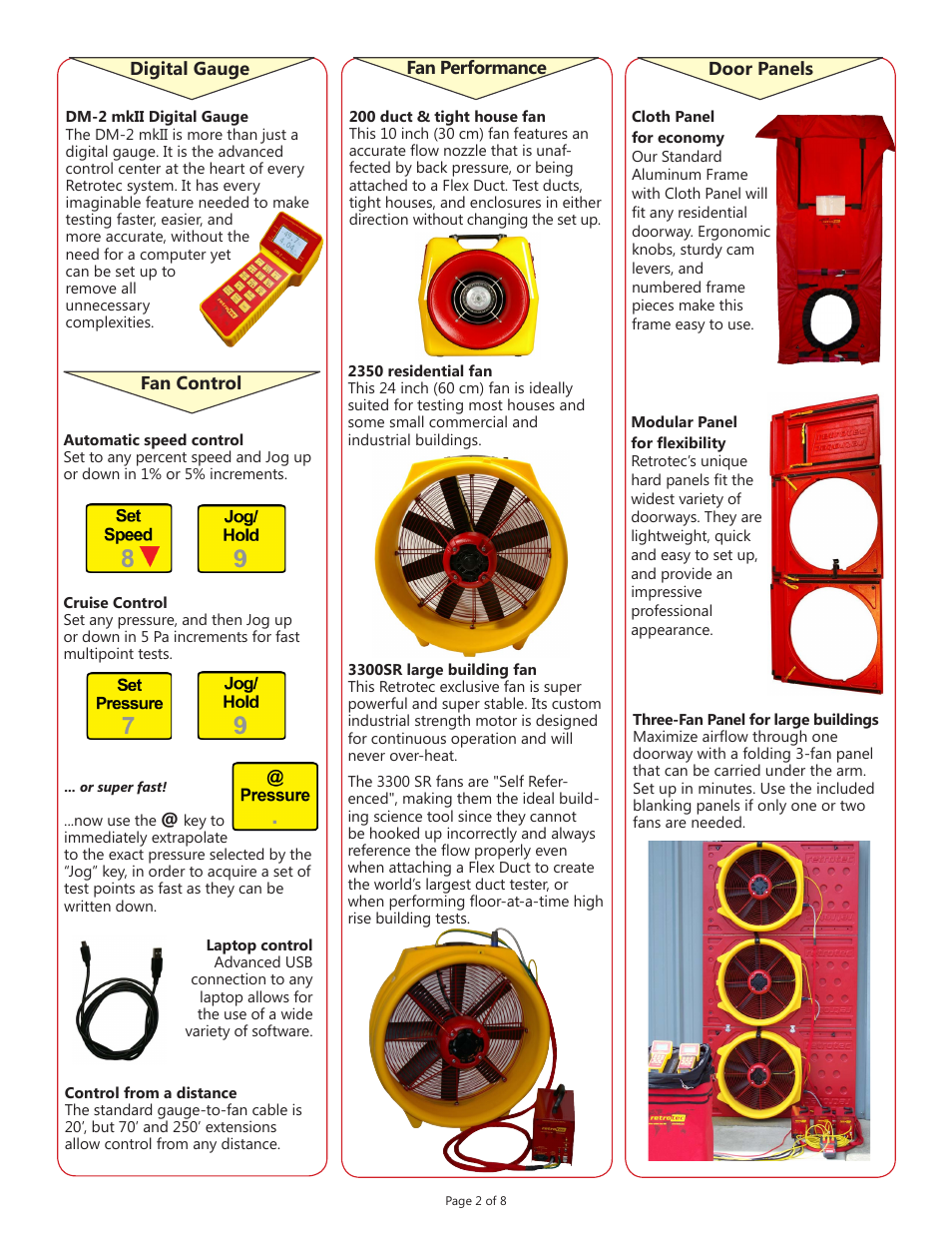 Retrotec Air Leakage Test Systems Selector User Manual | Page 2 / 8