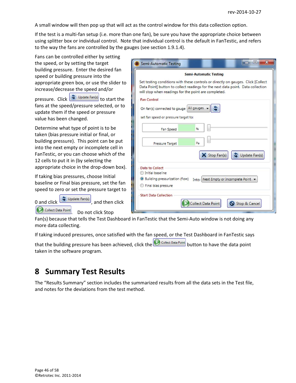 Summary test results, 8 summary test results | Retrotec FanTestic (ATTMA) User Manual | Page 46 / 58