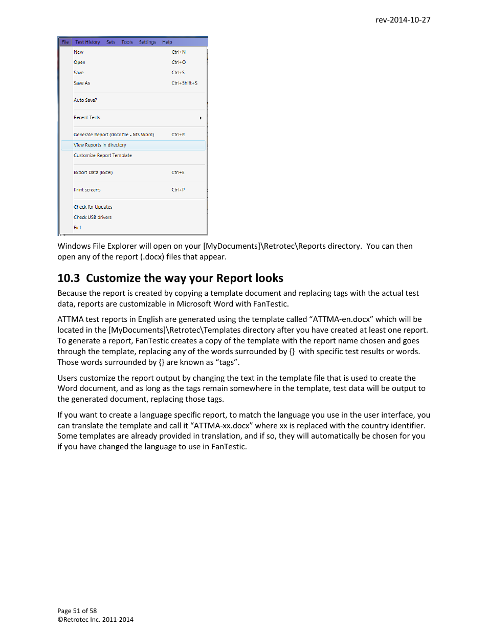 3 customize the way your report looks | Retrotec FanTestic (ATTMA) User Manual | Page 51 / 58