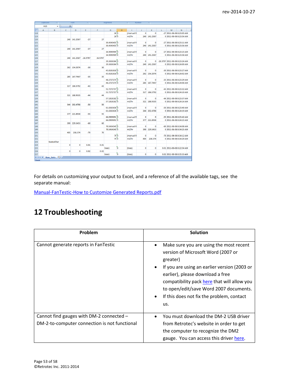 Troubleshooting, 12 troubleshooting | Retrotec FanTestic (ATTMA) User Manual | Page 53 / 58