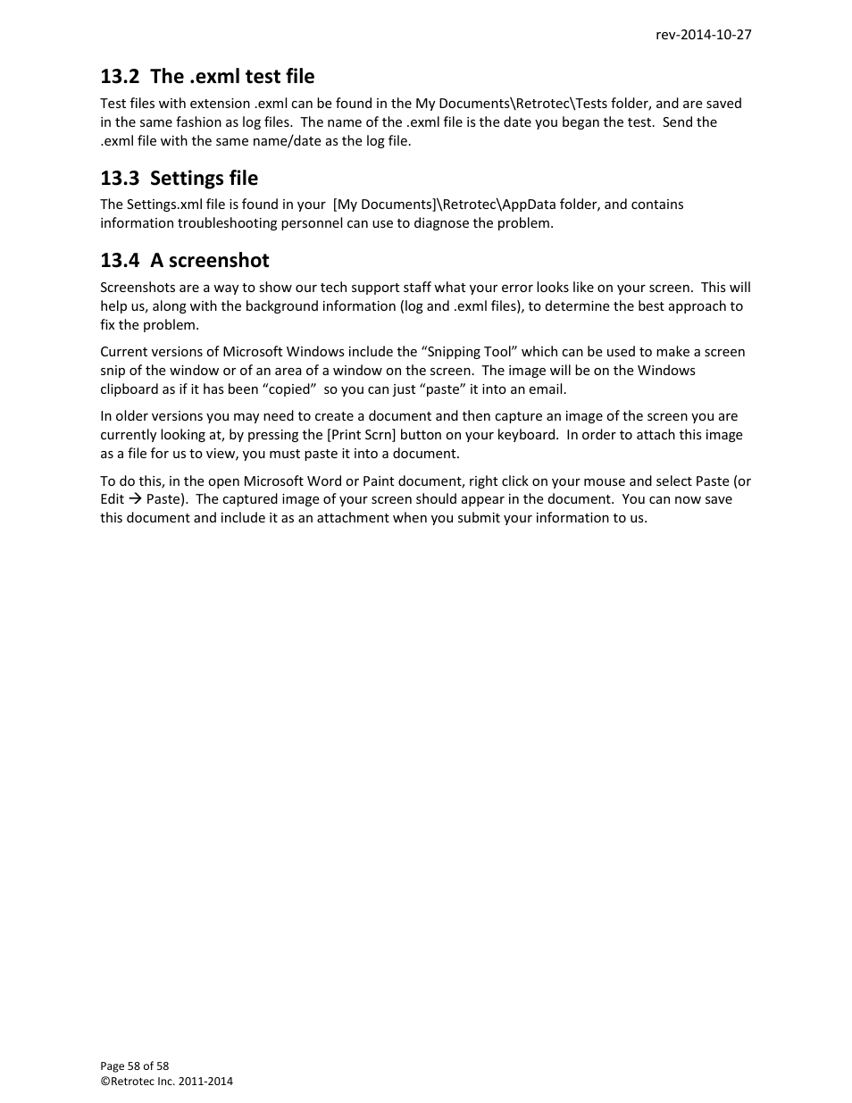 2 the .exml test file, 3 settings file, 4 a screenshot | Retrotec FanTestic (ATTMA) User Manual | Page 58 / 58