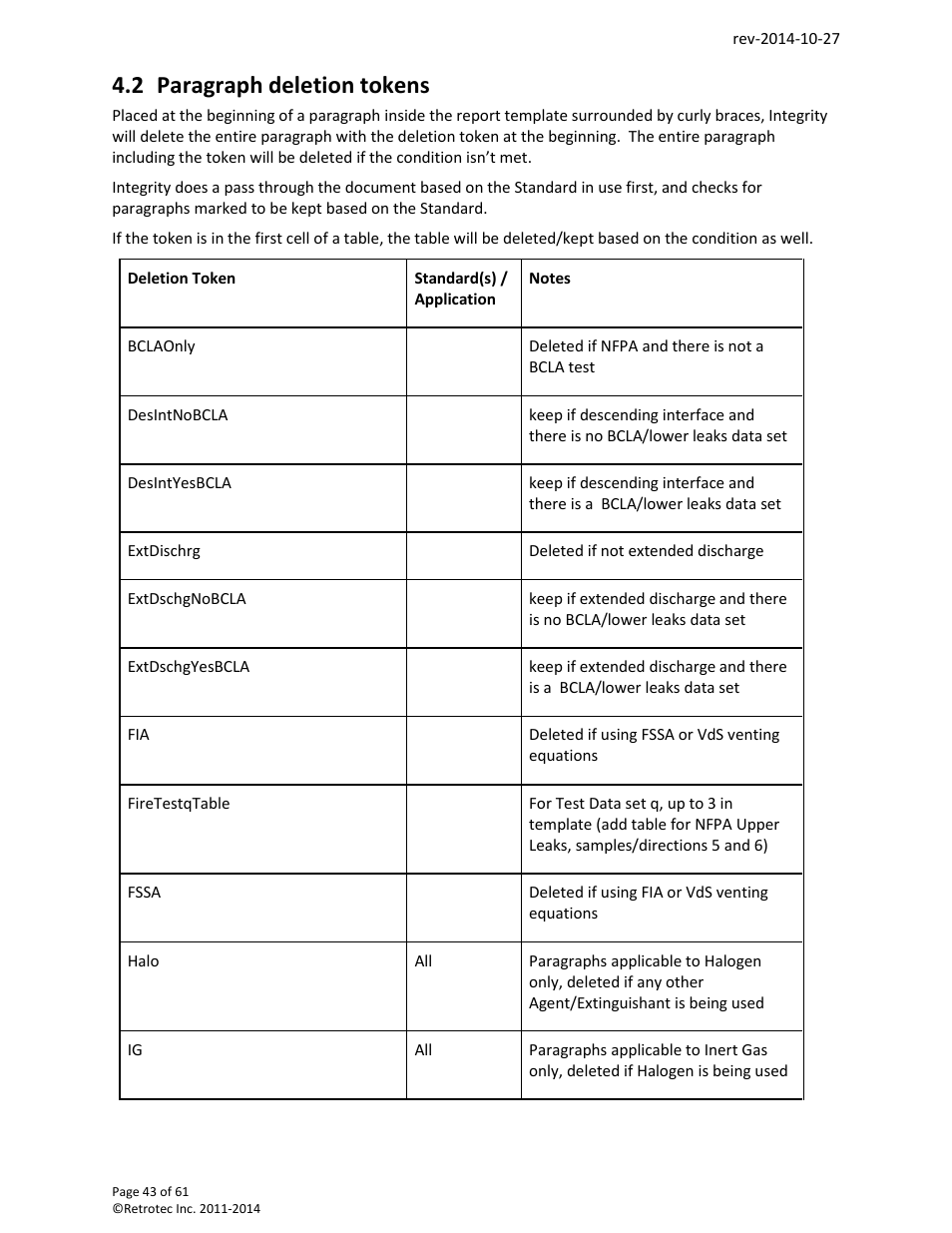 Paragraph deletion tokens, 2 paragraph deletion tokens | Retrotec FanTestic Customized Reports User Manual | Page 43 / 61