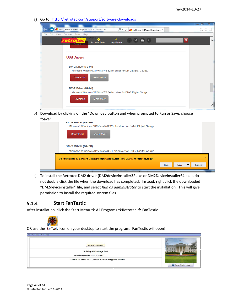 Start fantestic | Retrotec FanTestic Customized Reports User Manual | Page 49 / 61