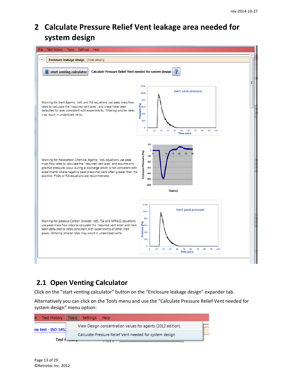 Open venting calculator, 1 open venting calculator | Retrotec FanTestic Integrity (Venting Calculator) User Manual | Page 13 / 29