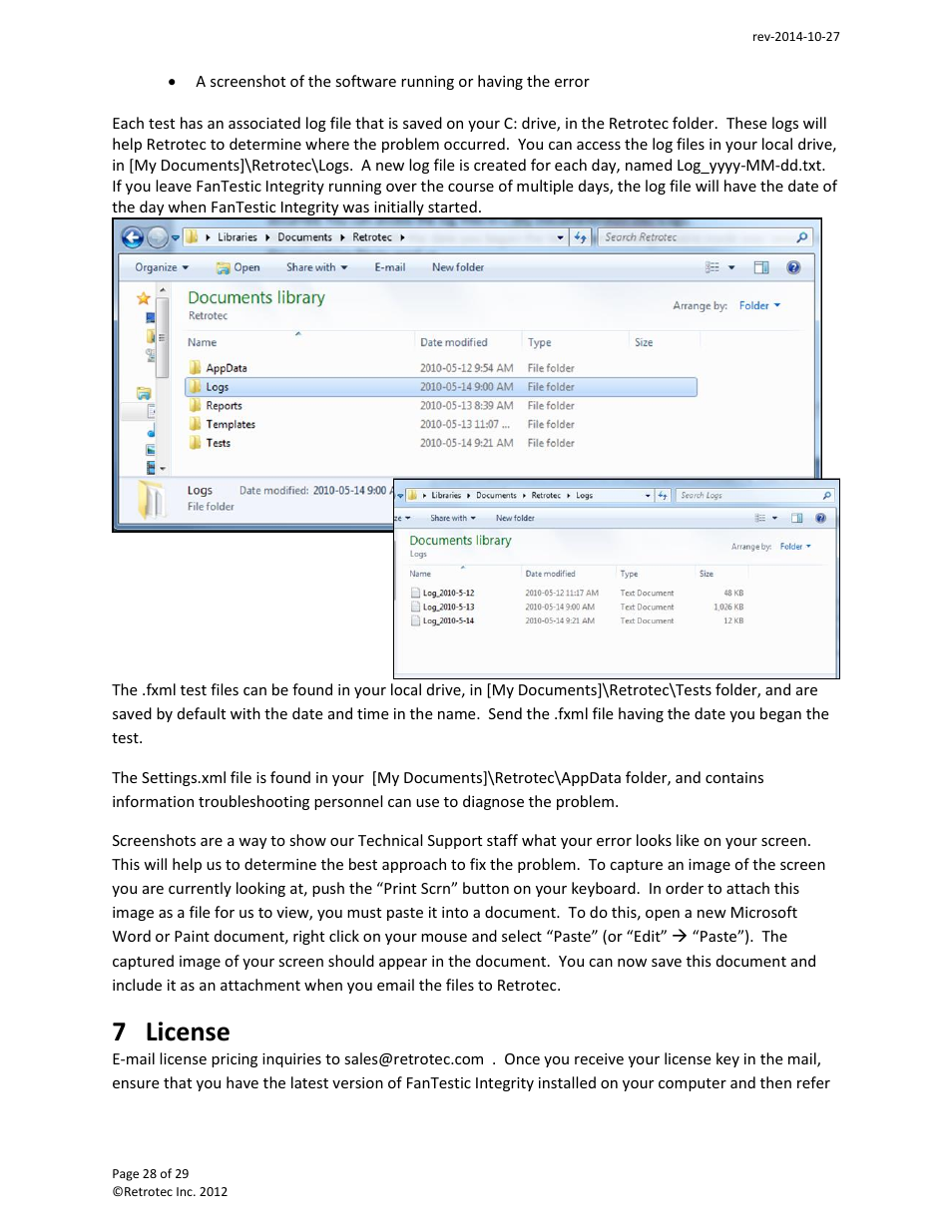 License, 7 license | Retrotec FanTestic Integrity (Venting Calculator) User Manual | Page 28 / 29