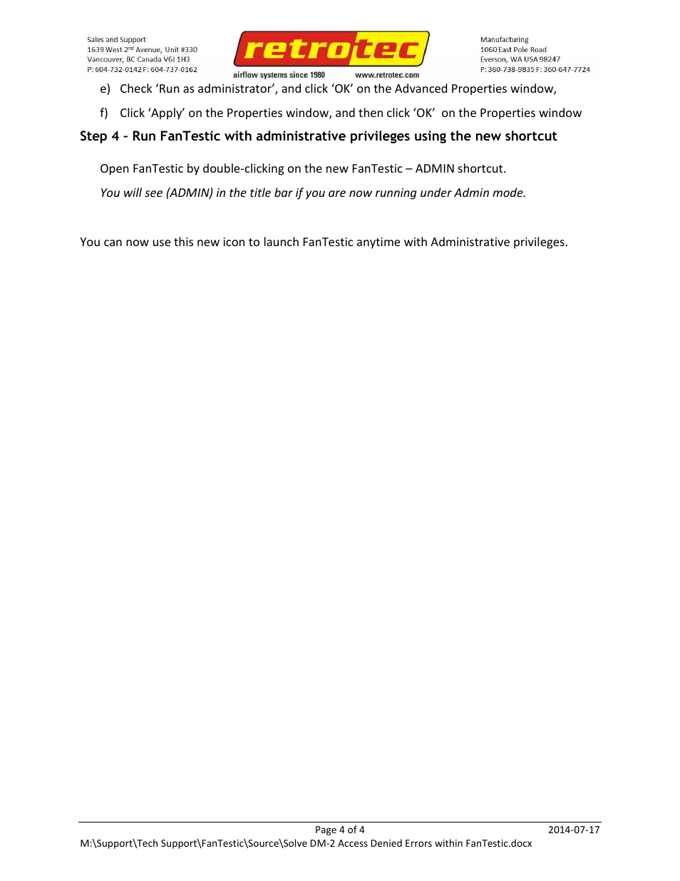 Retrotec Fix DM-2 to FanTestic connection Error 5 (Access Denied) User Manual | Page 4 / 4