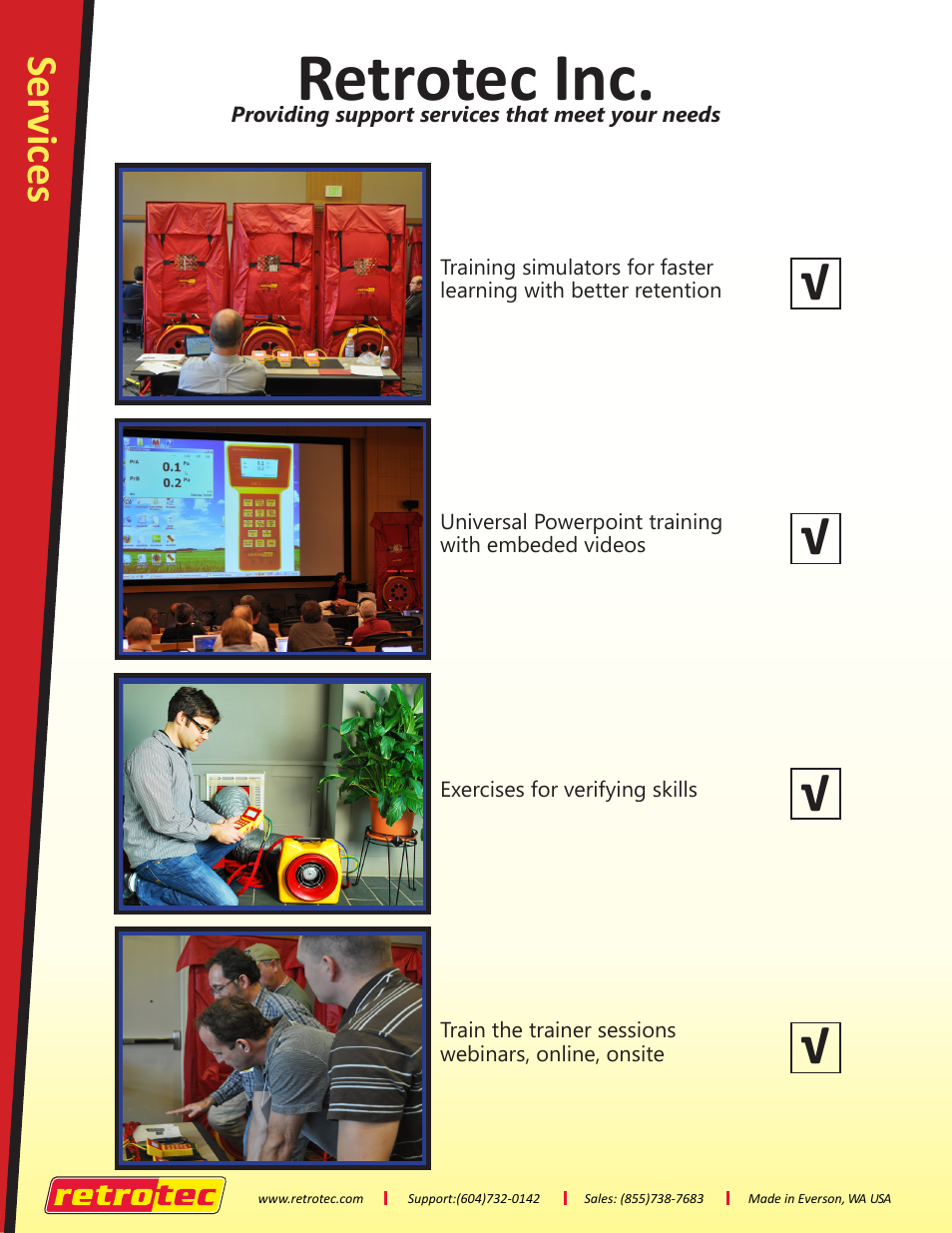 Retrotec inc, Ser vices | Retrotec Training Resources User Manual | Page 4 / 4