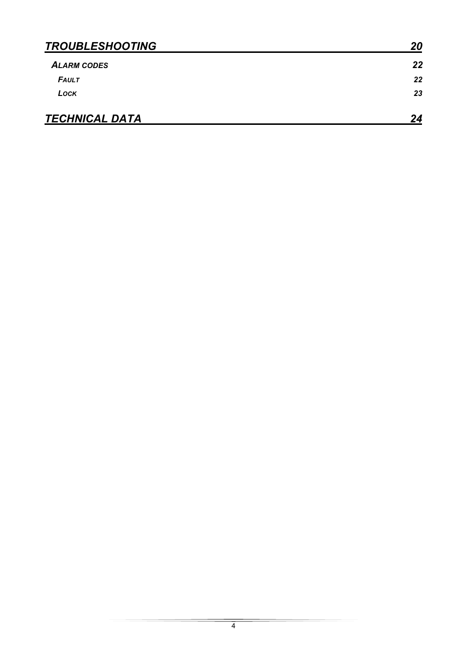 Troubleshooting 20, Technical data 24 | Riello UPS Sentinel Pro (700 - 3000 VA) User Manual | Page 4 / 26