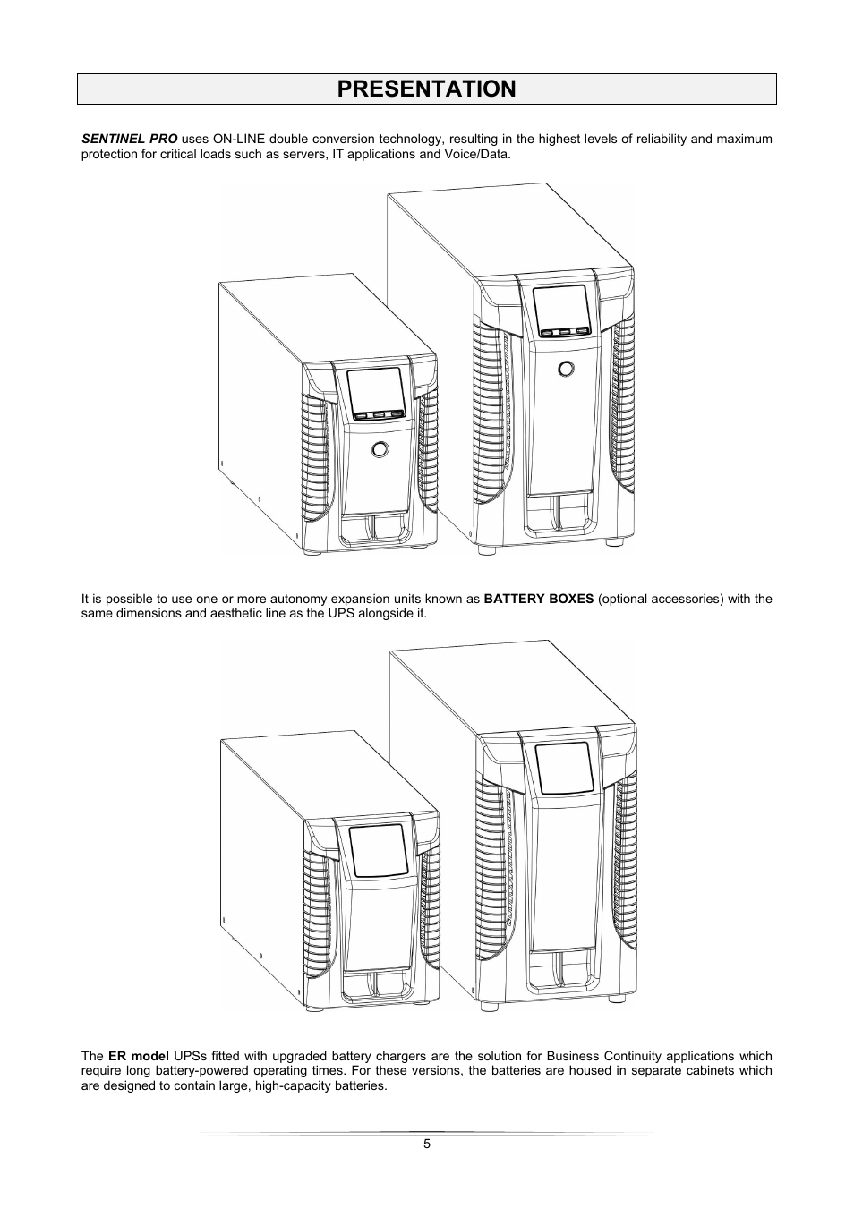 Presentation | Riello UPS Sentinel Pro (700 - 3000 VA) User Manual | Page 5 / 26