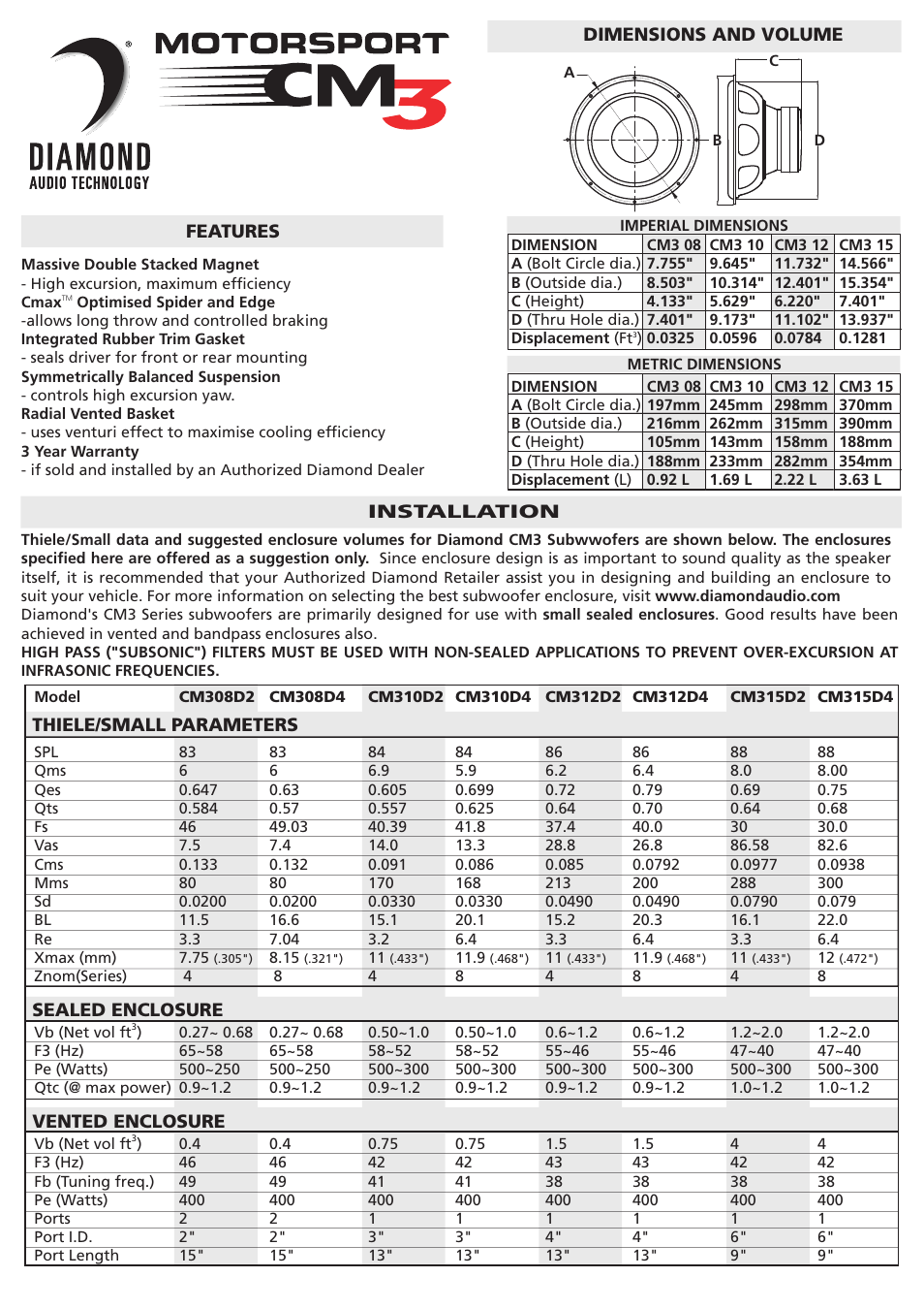 Diamond CM308D2 User Manual | 1 page