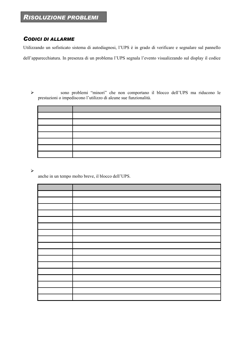 Odici di allarme | Riello UPS Sentinel Dual (High Power) (3.3 - 10 kVA) User Manual | Page 36 / 146