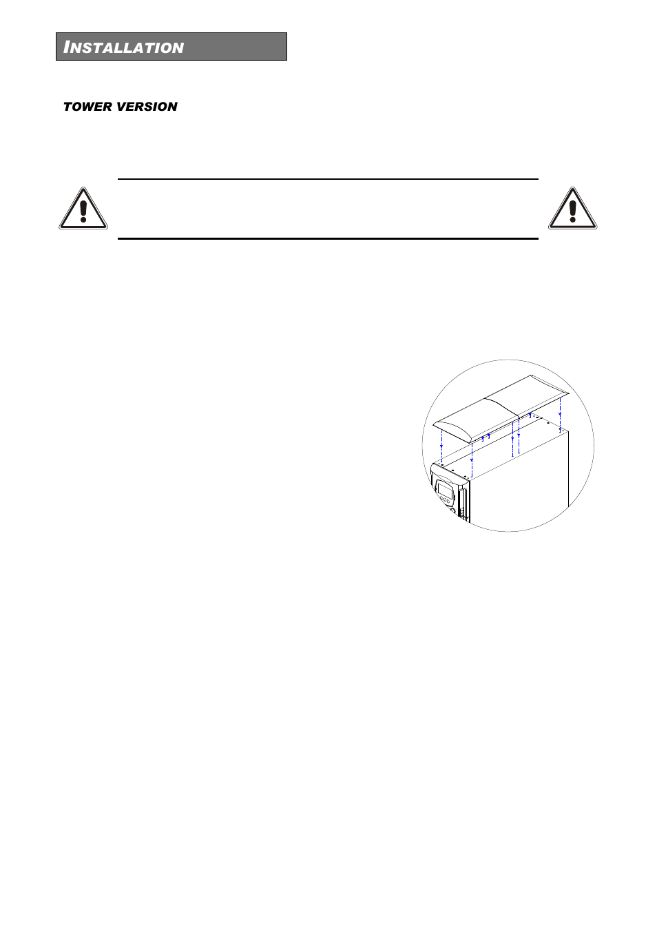 Tower version | Riello UPS Sentinel Dual (High Power) (3.3 - 10 kVA) User Manual | Page 48 / 146