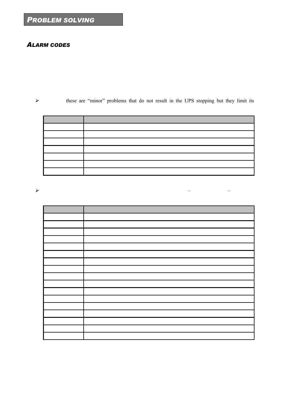 Larm codes | Riello UPS Sentinel Dual (High Power) (3.3 - 10 kVA) User Manual | Page 62 / 146