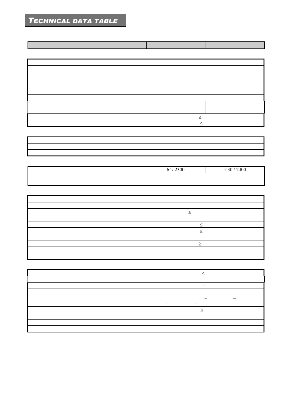 Echnical data table | Riello UPS Sentinel Dual (High Power) (3.3 - 10 kVA) User Manual | Page 64 / 146