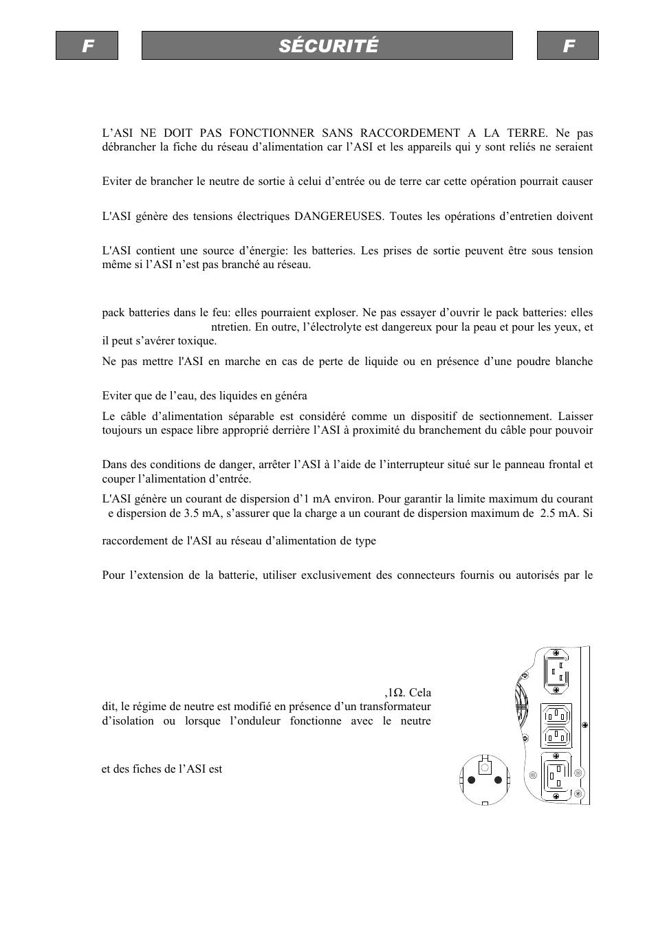 Fsécurité f | Riello UPS Sentinel Dual (High Power) (3.3 - 10 kVA) User Manual | Page 8 / 146